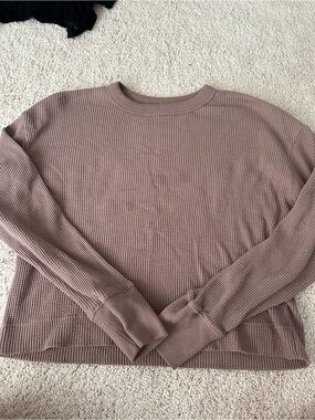 Abercrombie & Fitch Waffle Knit Long Sleeve Top - Dusty Mauve